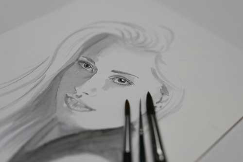 Aquarell-Portrait in 17 x 24 cm Image